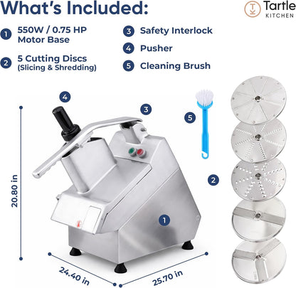 TK Commercial Vegetable Chopper 550W - 5 Discs for Food Processing - NSF