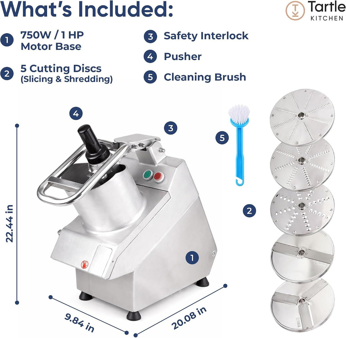 TK Commercial Vegetable Chopper 550W - 5 Discs for Food Processing - NSF