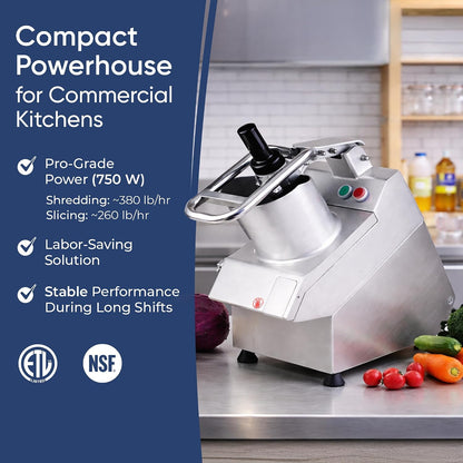 TK Commercial Vegetable Chopper 550W - 5 Discs for Food Processing - NSF