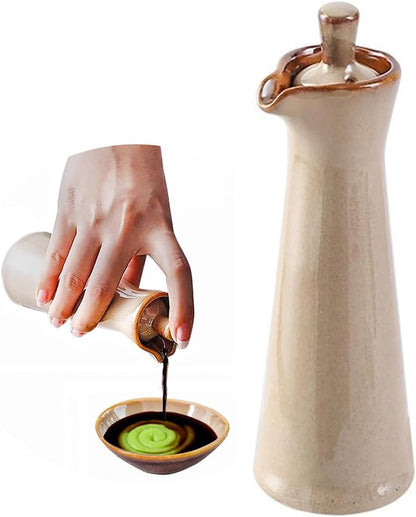 Ceramic Olive Oil Dispenser Bottle,Japanese Shoyu Soy Sauce Dispenser 4 Oz Oil Bottles for Kitchen,Vinegar Container Jar Suitable for Storage Coffee Syrups