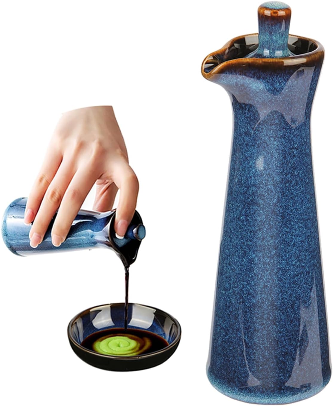 Ceramic Olive Oil Dispenser Bottle,Japanese Shoyu Soy Sauce Dispenser 4 Oz Oil Bottles for Kitchen,Vinegar Container Jar Suitable for Storage Coffee Syrups