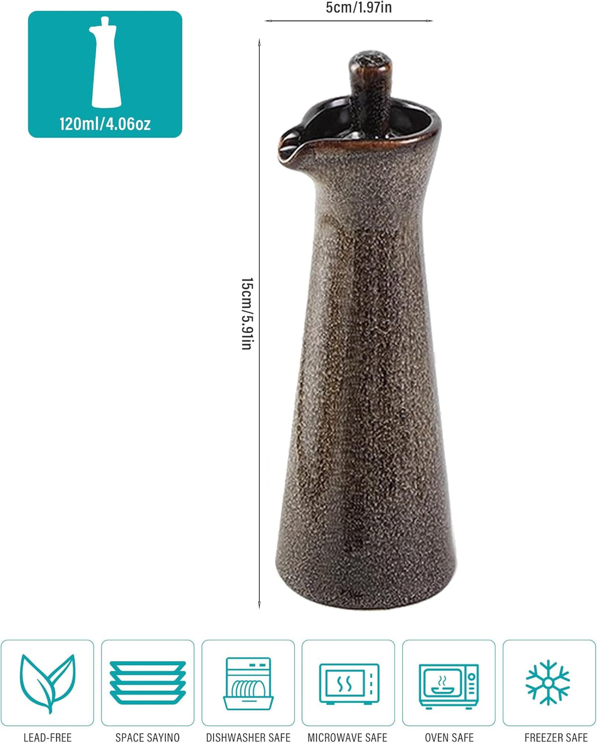 Ceramic Olive Oil Dispenser Bottle,Japanese Shoyu Soy Sauce Dispenser 4 Oz Oil Bottles for Kitchen,Vinegar Container Jar Suitable for Storage Coffee Syrups