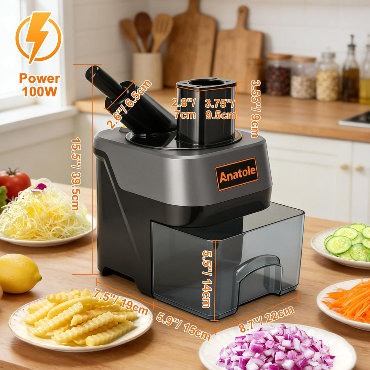 6-In-1 Electric Commercial Food Processor Vegetable Chopper Dicer