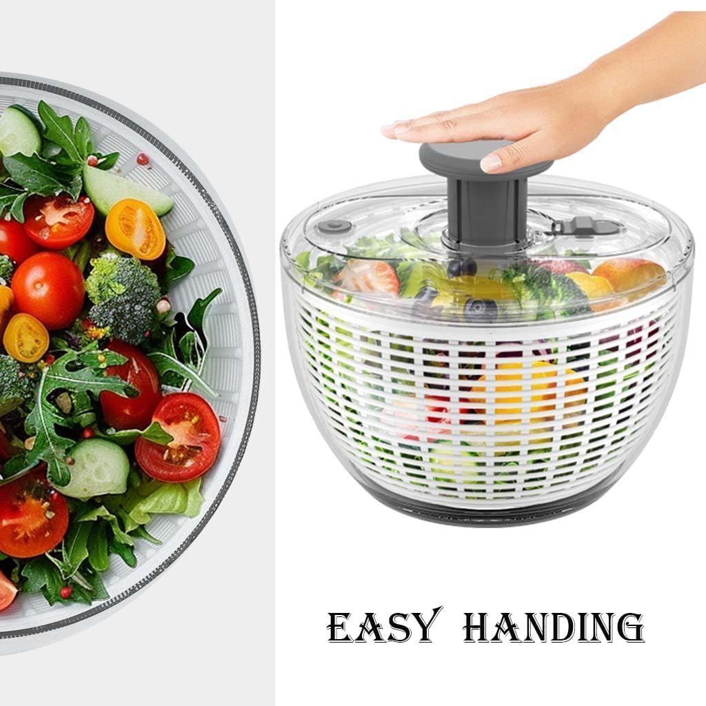 Salad Spinner | Lettuce Spinner | Fruit Washer | Fruit Washing Bowl with Strainer | Vegetable Cleaner | Salad Cleaner | Lettuce Washer | 6 Quart Capacity