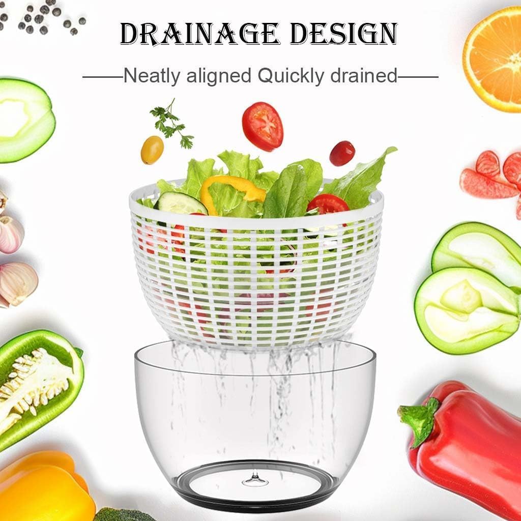 Salad Spinner | Lettuce Spinner | Fruit Washer | Fruit Washing Bowl with Strainer | Vegetable Cleaner | Salad Cleaner | Lettuce Washer | 6 Quart Capacity