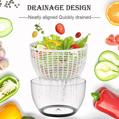 Salad Spinner | Lettuce Spinner | Fruit Washer | Fruit Washing Bowl with Strainer | Vegetable Cleaner | Salad Cleaner | Lettuce Washer | 6 Quart Capacity