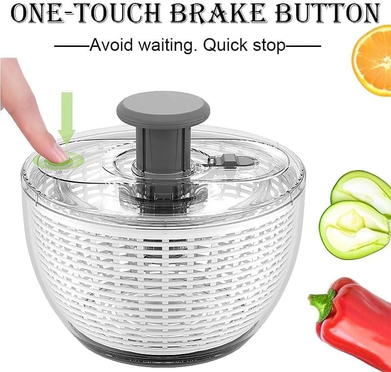 Salad Spinner | Lettuce Spinner | Fruit Washer | Fruit Washing Bowl with Strainer | Vegetable Cleaner | Salad Cleaner | Lettuce Washer | 6 Quart Capacity
