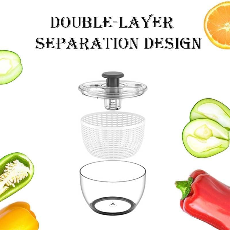 Salad Spinner | Lettuce Spinner | Fruit Washer | Fruit Washing Bowl with Strainer | Vegetable Cleaner | Salad Cleaner | Lettuce Washer | 6 Quart Capacity