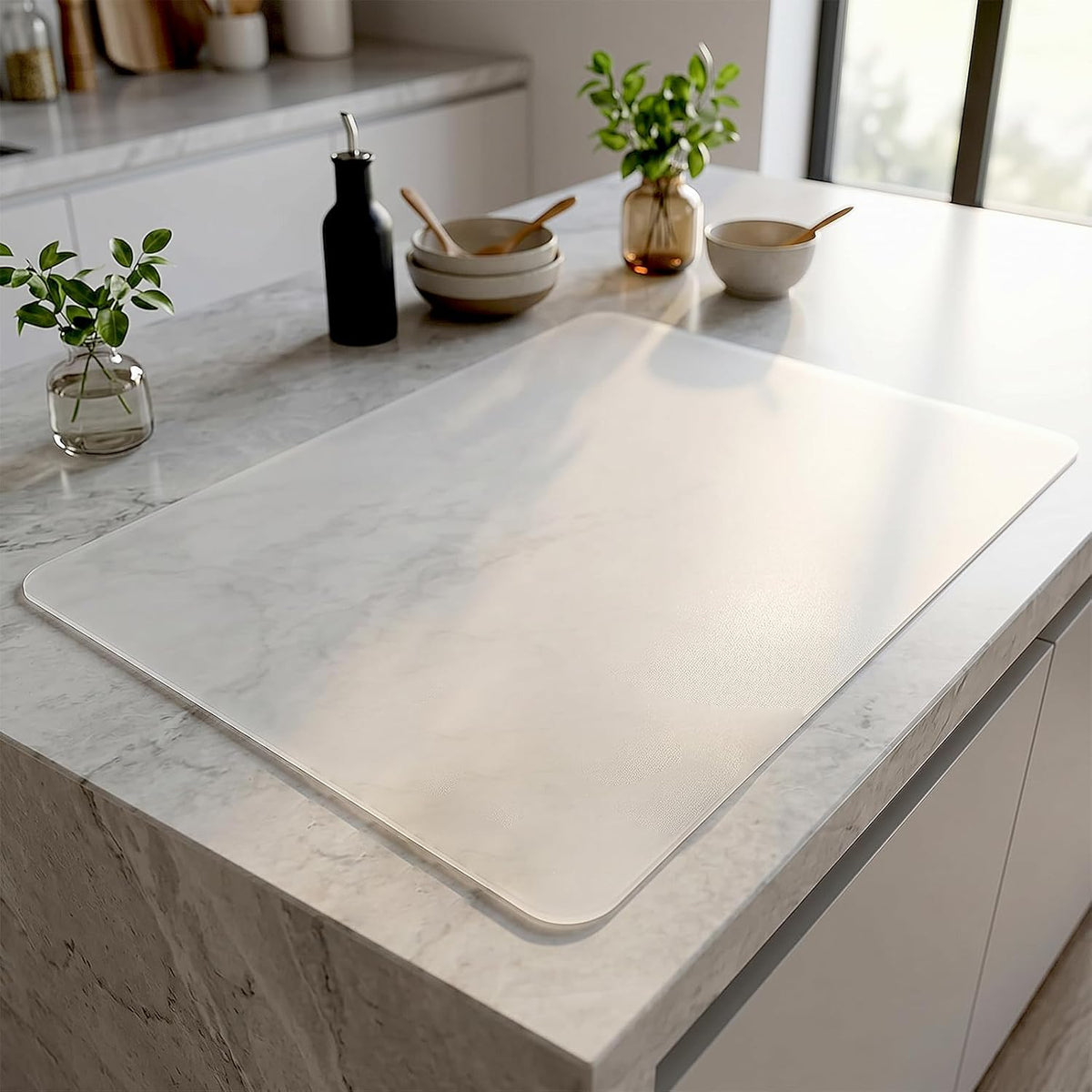 48” x 24”Silicone mat, Large Silicone Heat-Resistant mat, Kitchen countertop Non-Slip mat, Craft Table placemat.(Translucent)