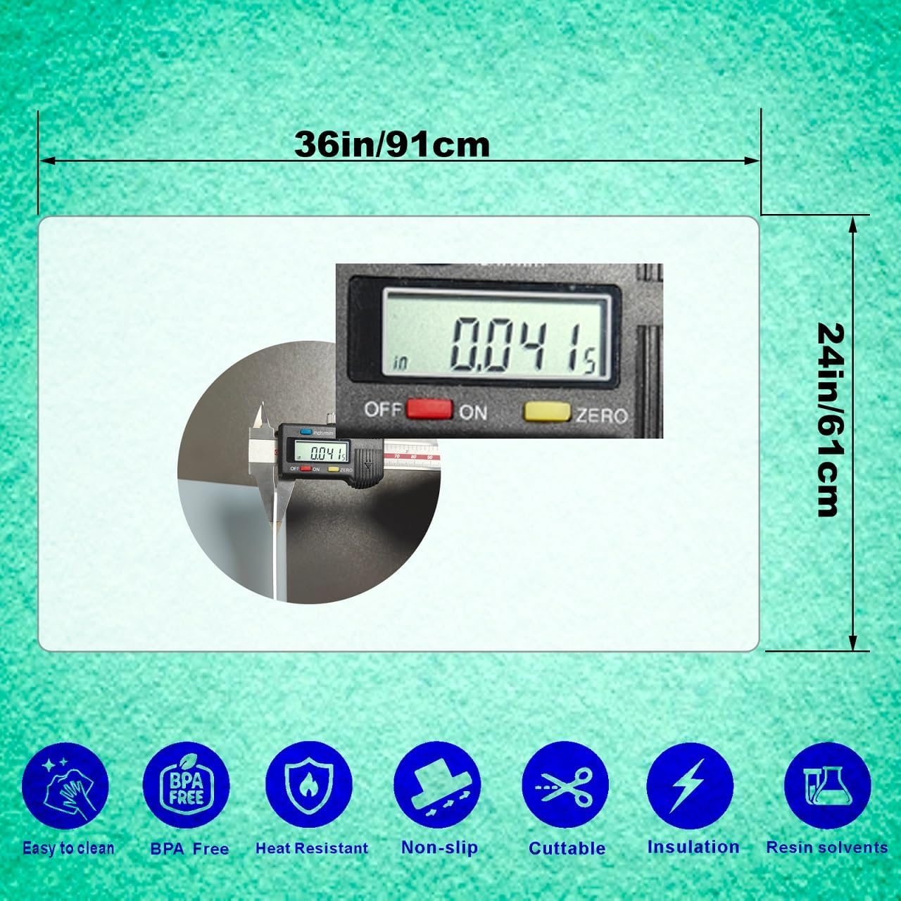 48” x 24”Silicone mat, Large Silicone Heat-Resistant mat, Kitchen countertop Non-Slip mat, Craft Table placemat.(Translucent)