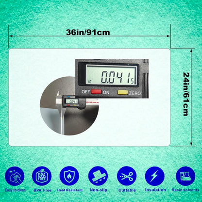 48” x 24”Silicone mat, Large Silicone Heat-Resistant mat, Kitchen countertop Non-Slip mat, Craft Table placemat.(Translucent)