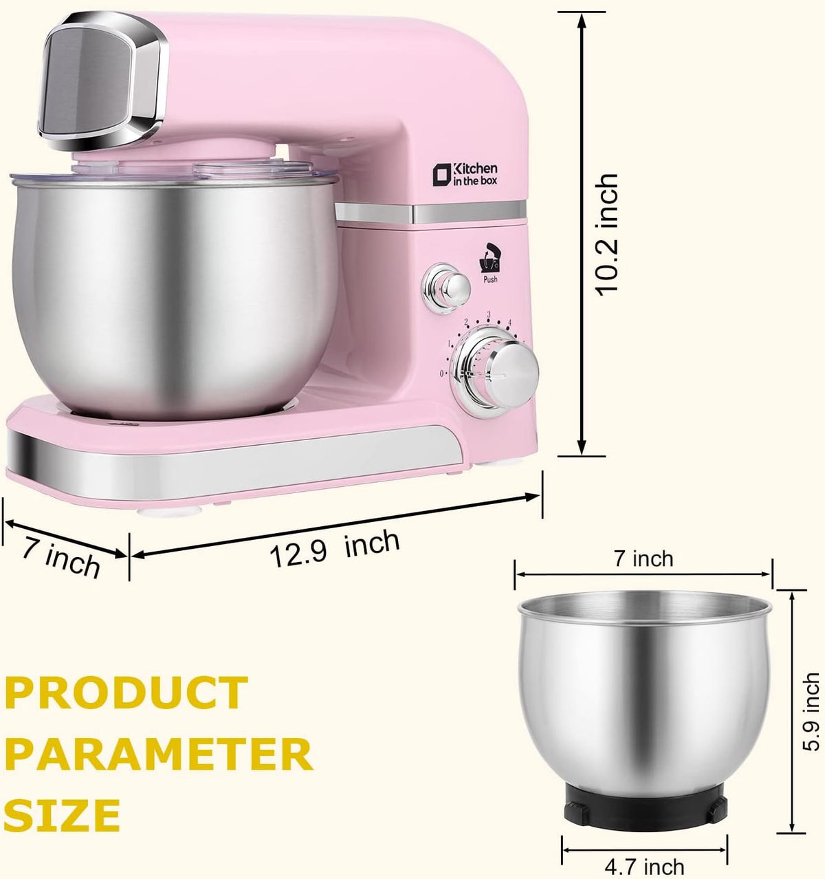 Stand Mixer,3.2Qt Small Electric Food Mixer,6 Speeds Portable Lightweight Kitchen Mixer for Daily Use with Egg Whisk,Dough Hook,Flat Beater (Pink)