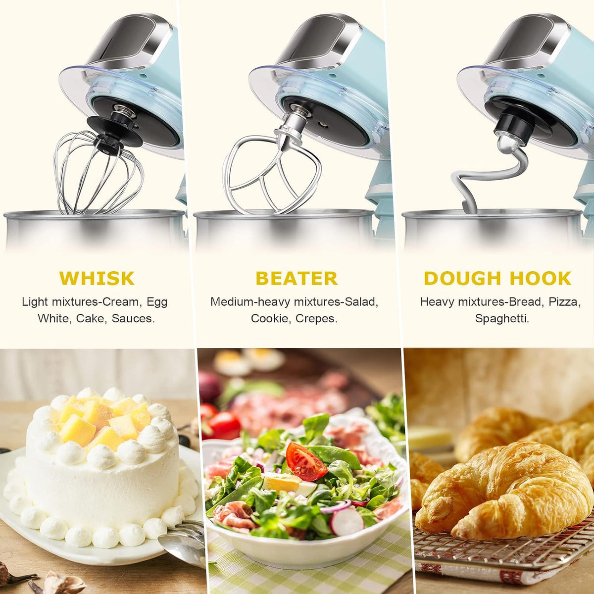 Stand Mixer,3.2Qt Small Electric Food Mixer,6 Speeds Portable Lightweight Kitchen Mixer for Daily Use with Egg Whisk,Dough Hook,Flat Beater (Pink)