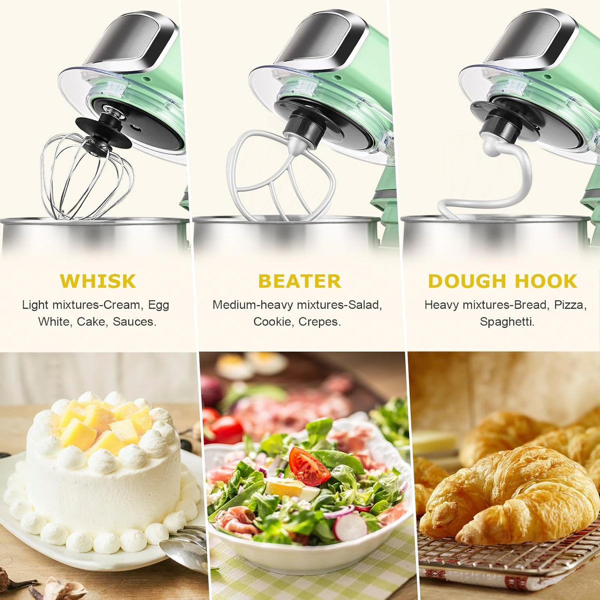 Stand Mixer,3.2Qt Small Electric Food Mixer,6 Speeds Portable Lightweight Kitchen Mixer for Daily Use with Egg Whisk,Dough Hook,Flat Beater (Pink)
