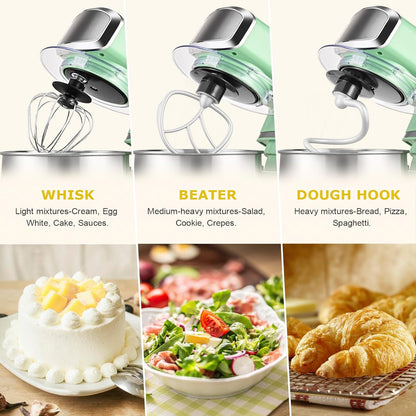 Stand Mixer,3.2Qt Small Electric Food Mixer,6 Speeds Portable Lightweight Kitchen Mixer for Daily Use with Egg Whisk,Dough Hook,Flat Beater (Pink)