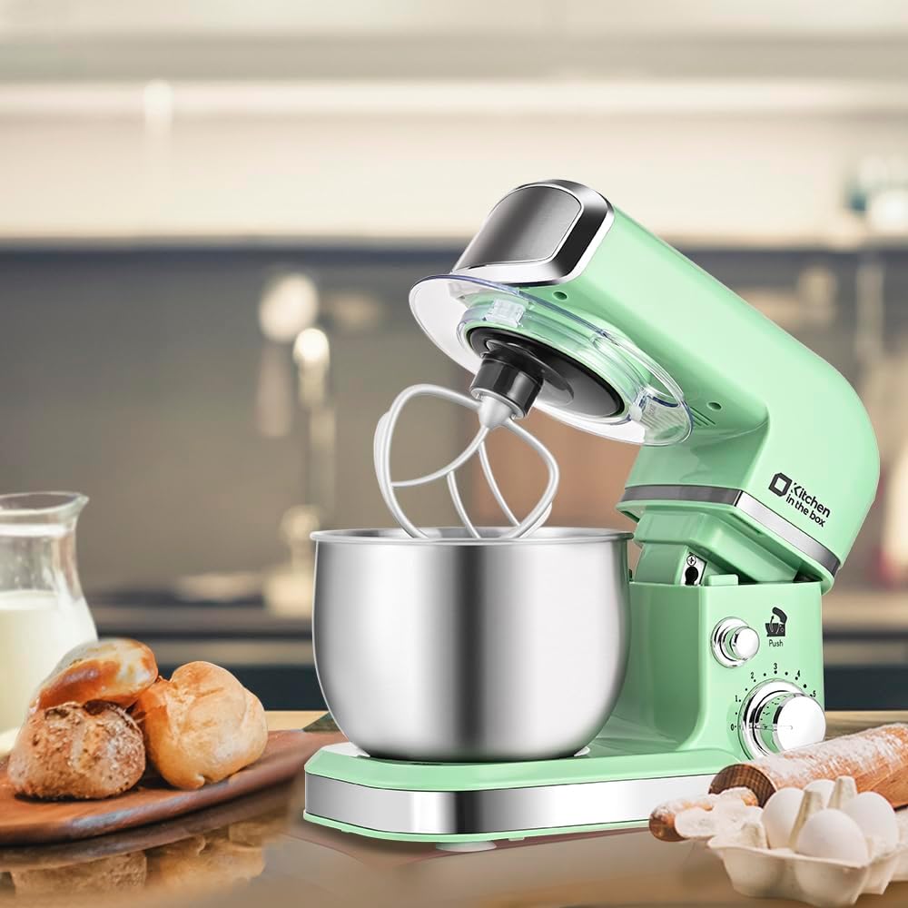 Stand Mixer,3.2Qt Small Electric Food Mixer,6 Speeds Portable Lightweight Kitchen Mixer for Daily Use with Egg Whisk,Dough Hook,Flat Beater (Pink)