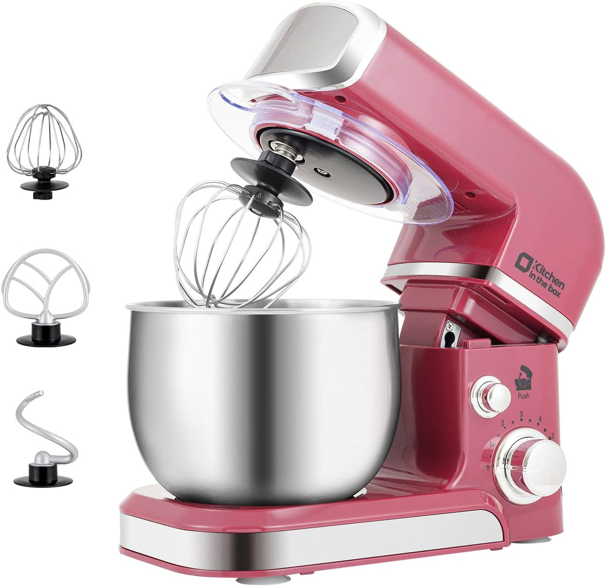 Stand Mixer,3.2Qt Small Electric Food Mixer,6 Speeds Portable Lightweight Kitchen Mixer for Daily Use with Egg Whisk,Dough Hook,Flat Beater (Pink)