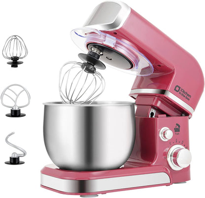 Stand Mixer,3.2Qt Small Electric Food Mixer,6 Speeds Portable Lightweight Kitchen Mixer for Daily Use with Egg Whisk,Dough Hook,Flat Beater (Pink)