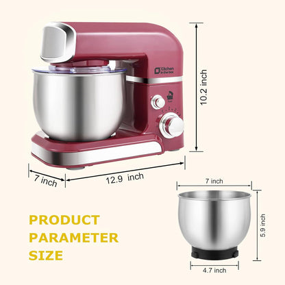 Stand Mixer,3.2Qt Small Electric Food Mixer,6 Speeds Portable Lightweight Kitchen Mixer for Daily Use with Egg Whisk,Dough Hook,Flat Beater (Pink)