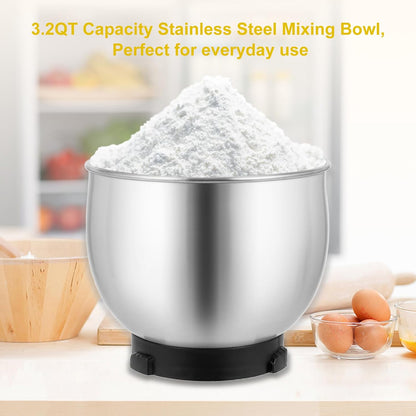 Stand Mixer,3.2Qt Small Electric Food Mixer,6 Speeds Portable Lightweight Kitchen Mixer for Daily Use with Egg Whisk,Dough Hook,Flat Beater (Pink)