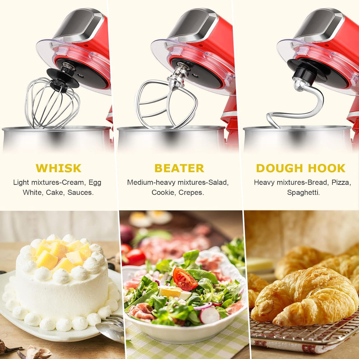 Stand Mixer,3.2Qt Small Electric Food Mixer,6 Speeds Portable Lightweight Kitchen Mixer for Daily Use with Egg Whisk,Dough Hook,Flat Beater (Pink)