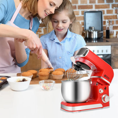 Stand Mixer,3.2Qt Small Electric Food Mixer,6 Speeds Portable Lightweight Kitchen Mixer for Daily Use with Egg Whisk,Dough Hook,Flat Beater (Pink)