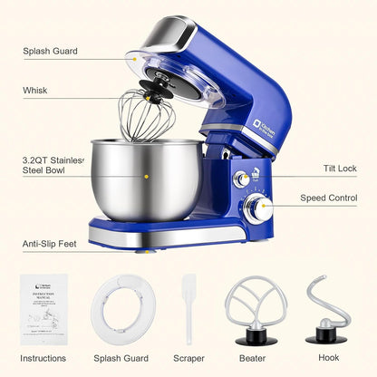 Stand Mixer,3.2Qt Small Electric Food Mixer,6 Speeds Portable Lightweight Kitchen Mixer for Daily Use with Egg Whisk,Dough Hook,Flat Beater (Pink)