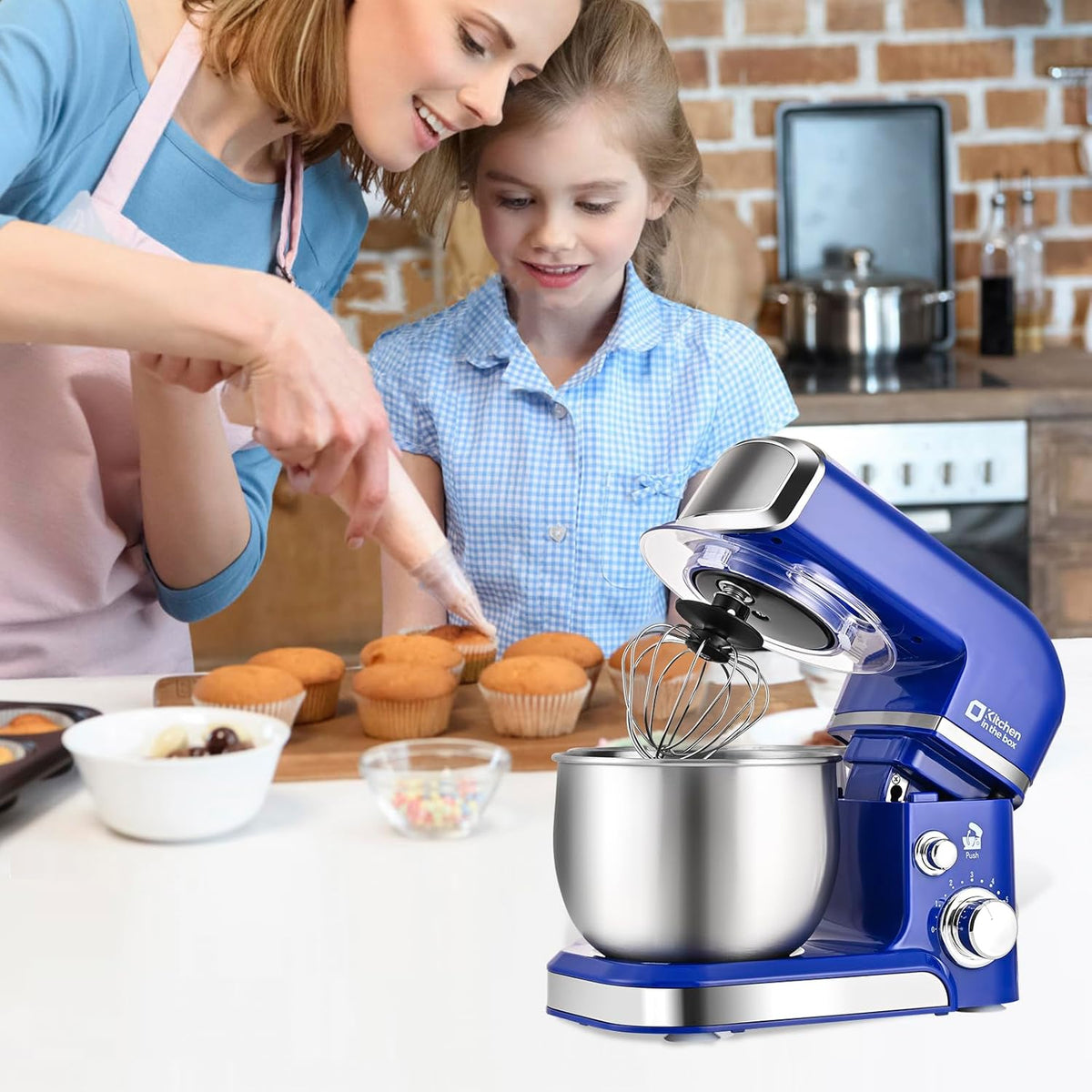 Stand Mixer,3.2Qt Small Electric Food Mixer,6 Speeds Portable Lightweight Kitchen Mixer for Daily Use with Egg Whisk,Dough Hook,Flat Beater (Pink)