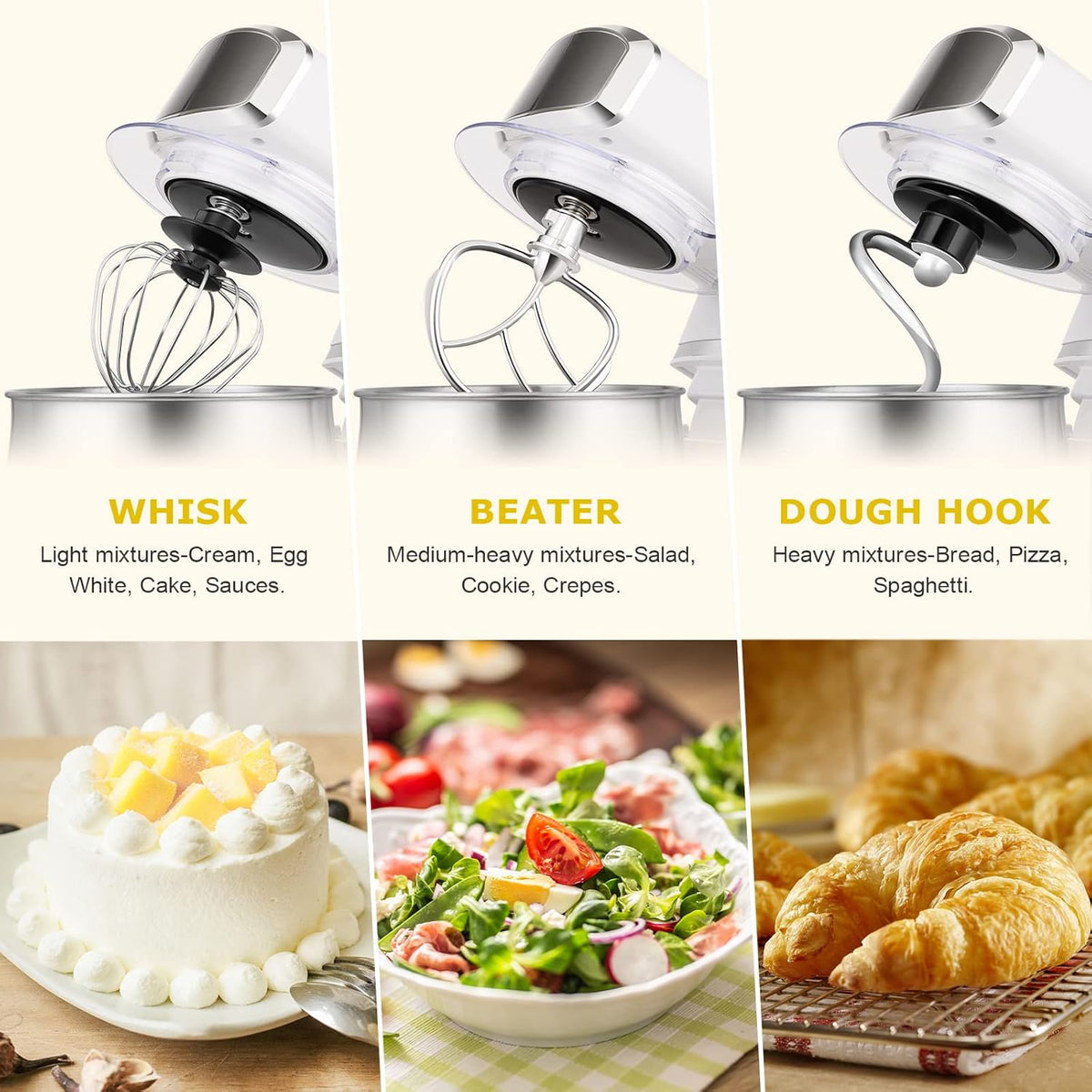 Stand Mixer,3.2Qt Small Electric Food Mixer,6 Speeds Portable Lightweight Kitchen Mixer for Daily Use with Egg Whisk,Dough Hook,Flat Beater (Pink)