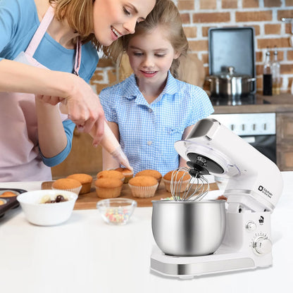 Stand Mixer,3.2Qt Small Electric Food Mixer,6 Speeds Portable Lightweight Kitchen Mixer for Daily Use with Egg Whisk,Dough Hook,Flat Beater (Pink)