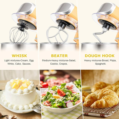 Stand Mixer,3.2Qt Small Electric Food Mixer,6 Speeds Portable Lightweight Kitchen Mixer for Daily Use with Egg Whisk,Dough Hook,Flat Beater (Pink)