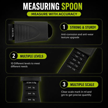 GOCHA Adjustable Measuring Spoon, Double Ended Measuring Scoop, 9-in-1 Measuring Tool, Adjustable Tablespoon & Teaspoon, Precise Scale for Coffee, Spices, Baking, Liquid & Dry Ingredients (Black)