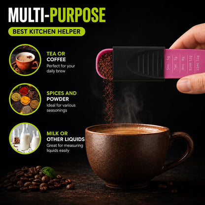 GOCHA Adjustable Measuring Spoon, Double Ended Measuring Scoop, 9-in-1 Measuring Tool, Adjustable Tablespoon & Teaspoon, Precise Scale for Coffee, Spices, Baking, Liquid & Dry Ingredients (Black)