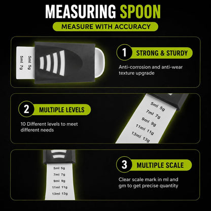 GOCHA Adjustable Measuring Spoon, Double Ended Measuring Scoop, 9-in-1 Measuring Tool, Adjustable Tablespoon & Teaspoon, Precise Scale for Coffee, Spices, Baking, Liquid & Dry Ingredients (Black)
