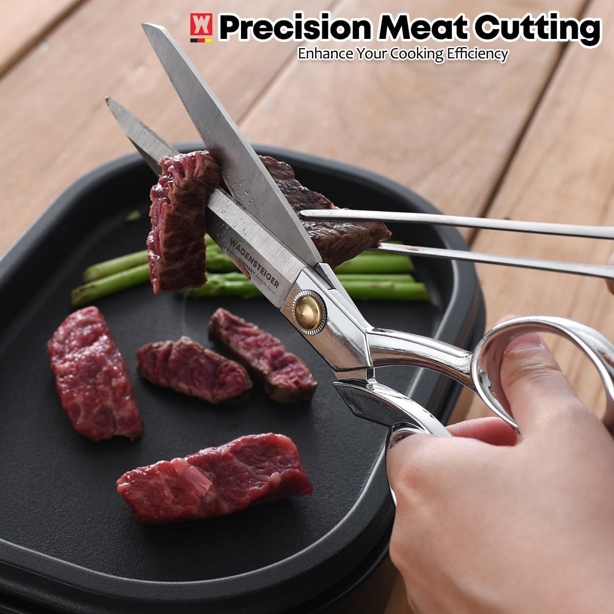Stainless Steel Kitchen Scissors, Multi-Purpose Shears for Meat, Vegetables, Poultry & Seafood, Razor-Sharp Blades, Ergonomic Grip, Herb Stripper, Dishwasher Safe (Food Scissors 1601)