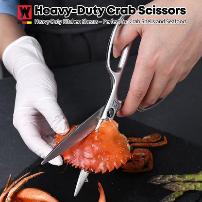 Stainless Steel Kitchen Scissors, Multi-Purpose Shears for Meat, Vegetables, Poultry & Seafood, Razor-Sharp Blades, Ergonomic Grip, Herb Stripper, Dishwasher Safe (Food Scissors 1601)