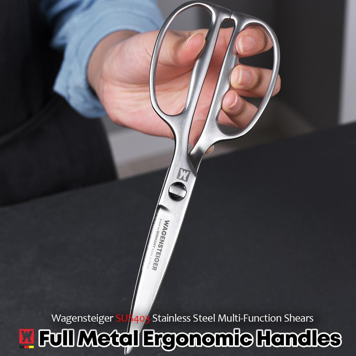 Stainless Steel Kitchen Scissors, Multi-Purpose Shears for Meat, Vegetables, Poultry & Seafood, Razor-Sharp Blades, Ergonomic Grip, Herb Stripper, Dishwasher Safe (Food Scissors 1601)