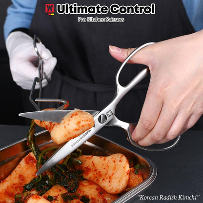 Stainless Steel Kitchen Scissors, Multi-Purpose Shears for Meat, Vegetables, Poultry & Seafood, Razor-Sharp Blades, Ergonomic Grip, Herb Stripper, Dishwasher Safe (Food Scissors 1601)