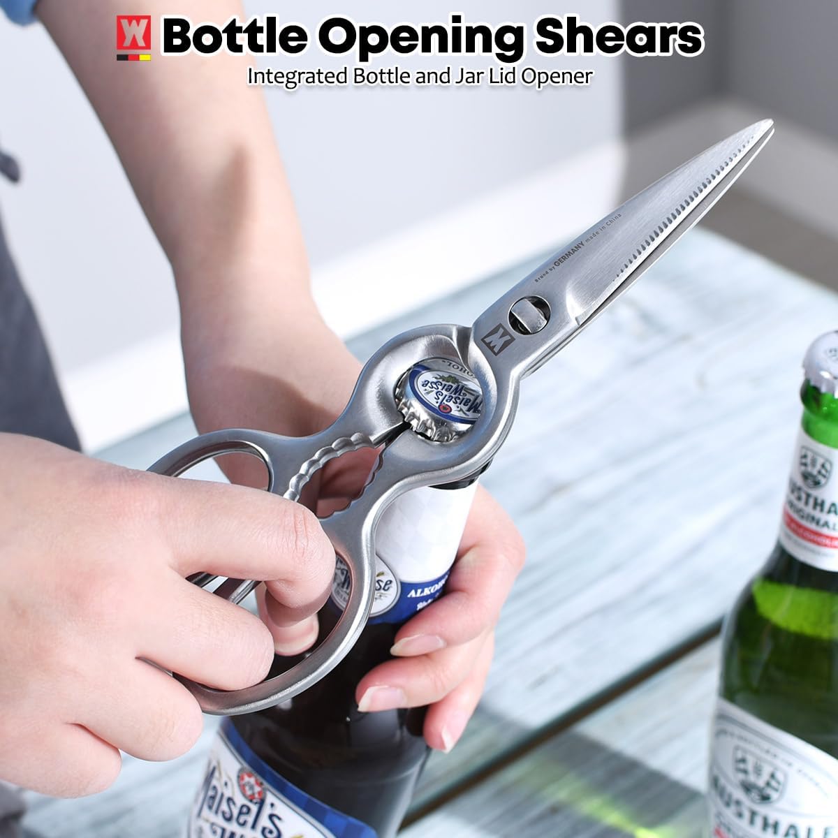 Stainless Steel Kitchen Scissors, Multi-Purpose Shears for Meat, Vegetables, Poultry & Seafood, Razor-Sharp Blades, Ergonomic Grip, Herb Stripper, Dishwasher Safe (Food Scissors 1601)