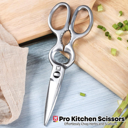Stainless Steel Kitchen Scissors, Multi-Purpose Shears for Meat, Vegetables, Poultry & Seafood, Razor-Sharp Blades, Ergonomic Grip, Herb Stripper, Dishwasher Safe (Food Scissors 1601)