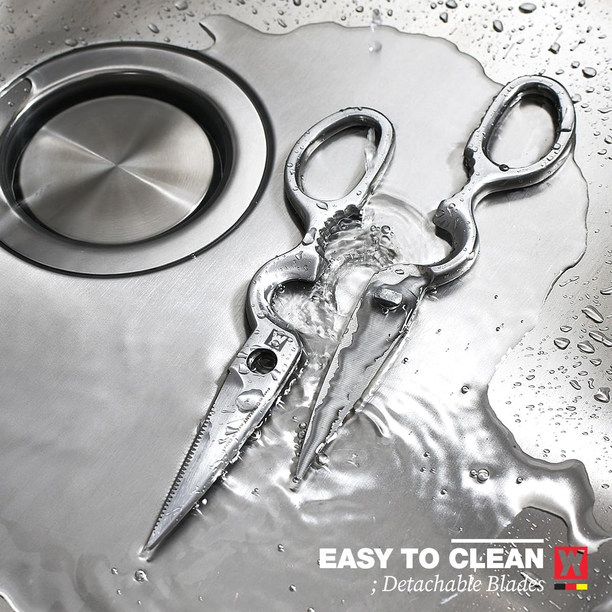 Stainless Steel Kitchen Scissors, Multi-Purpose Shears for Meat, Vegetables, Poultry & Seafood, Razor-Sharp Blades, Ergonomic Grip, Herb Stripper, Dishwasher Safe (Food Scissors 1601)