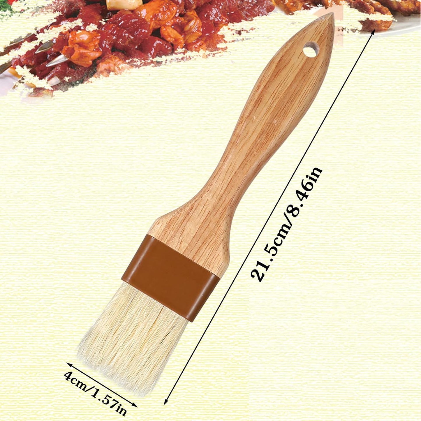 2 Pack Natural Boar Bristle Pastry Basting Brush, 1.5 Inch | Non-Shedding, Heat Resistant, Cooking Brush for Butter Egg Wash Oil Sauce Baking, with Wooden Handle