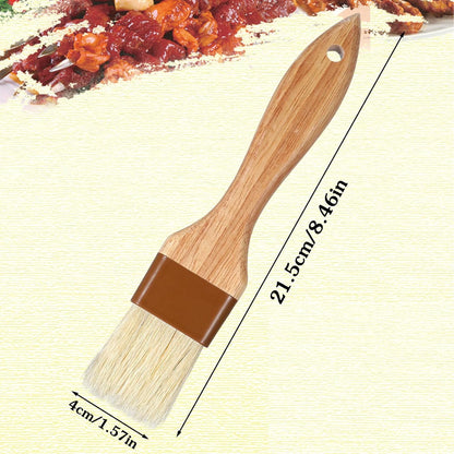 2 Pack Natural Boar Bristle Pastry Basting Brush, 1.5 Inch | Non-Shedding, Heat Resistant, Cooking Brush for Butter Egg Wash Oil Sauce Baking, with Wooden Handle