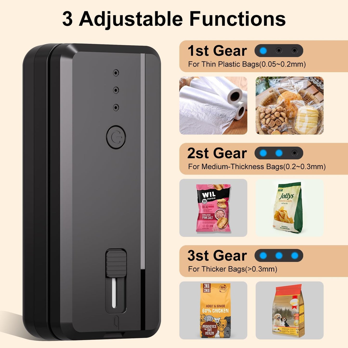 Mini Bag Sealer and Cutter magnet 1300mAh Rechargeable Chip Bag Sealer Machine Sealer Portable Heat Sealer Kitchen Food packaging Plastic bag resealer (White)