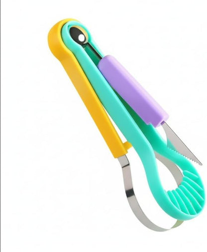 Multifunctional 3-in-1 Fruit Tool, Watermelon Melon Baller Scoop with Carving Knife and Cutter, Colorful Kitchen Gadget