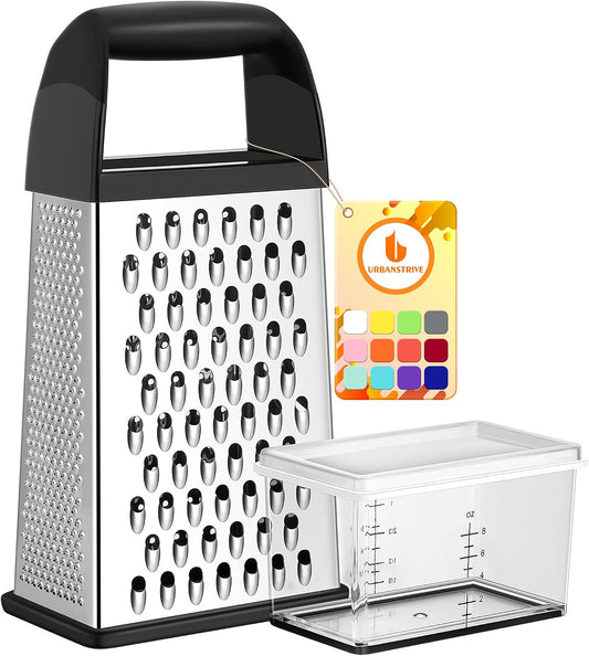 Cheese Grater With Container Box Grater Stainless Steel Graters for Kitchen Cheese Shredder Parmesan Shredder Kitchen Gadgets Kitchen Tools Kitchen Gifts for Chef Dishwasher Safe Zester