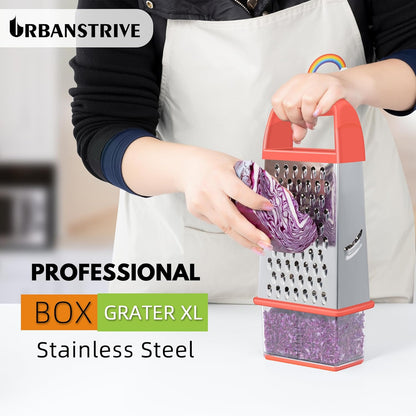Cheese Grater With Container Box Grater Stainless Steel Graters for Kitchen Cheese Shredder Parmesan Shredder Kitchen Gadgets Kitchen Tools Kitchen Gifts for Chef Dishwasher Safe Zester