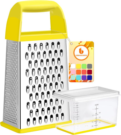 Cheese Grater With Container Box Grater Stainless Steel Graters for Kitchen Cheese Shredder Parmesan Shredder Kitchen Gadgets Kitchen Tools Kitchen Gifts for Chef Dishwasher Safe Zester