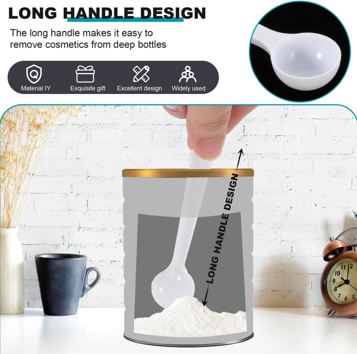 1 g Micro Measuring Spoons, White Plastic Powder Scoops