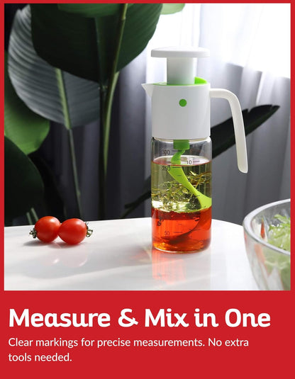 Salad Dressing Mixer Bottle – Leakproof Glass Shaker with Measurements | Easy Blend Oil & Vinegar Dispenser for Healthy Homemade Sauces, Marinades & Vinaigrettes